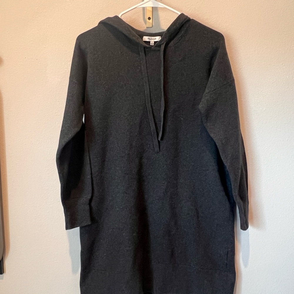 Madewell Charcoal Gray Hooded Tunic Sweater